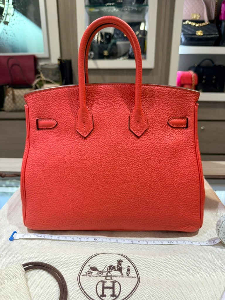 Pre-owned Hermès Birkin 25 Togo Rouge Pivoine Gold Hardware R Stamp (2014)