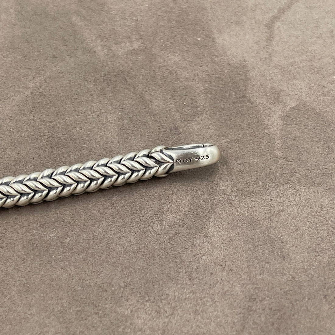 Pre-owned David Yurman Chevron Bead Bracelet 6mm Sterling Silver Size S