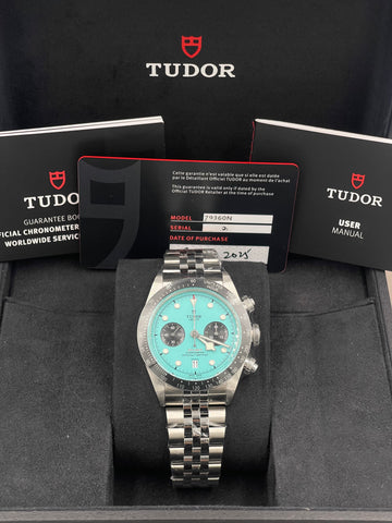 Unworn Tudor Black Bay Chrono Turquoise "Flamingo Blue" Complete Set 79360N (2025)