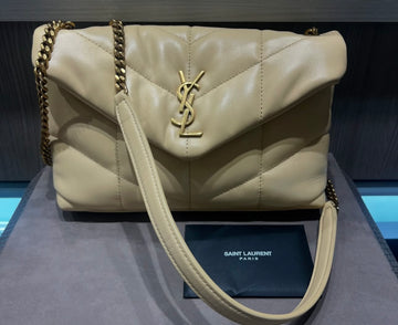 Unworn YSL Saint Laurent Toy Loulou Puffer Quilted Leather Crossbody Bag Jaune Pale Yellow