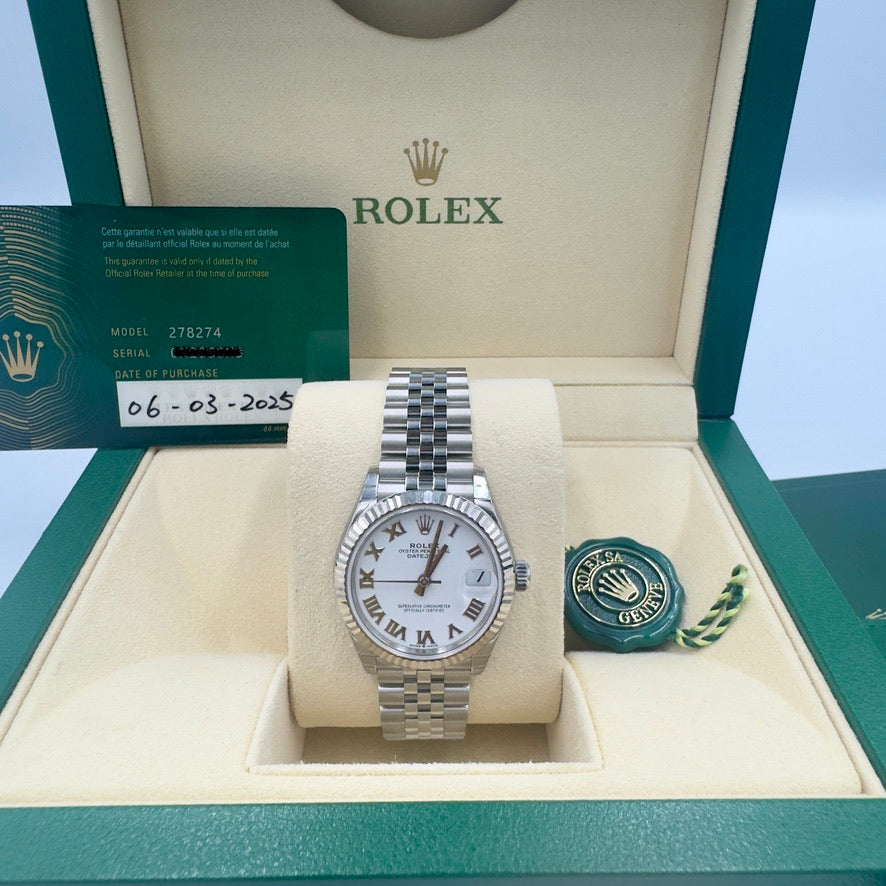 Unworn Rolex Lady-Datejust 31mm ref.278274 White Roman Dial on Jubilee