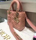 Pre-owned Christian Dior Small Lady Dior My ABCDior Bag in Mauve Cannage Lambskin (2023)