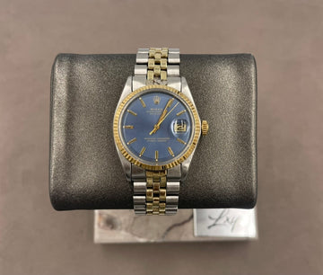 Pre-owned Rolex Men's Datejust 36mm ref.1601 Blue Index Dial Fluted Bezel on Jubilee w/Box