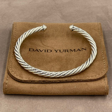 Pre-owned David Yurman Cable Cuff Bracelet 6mm Pavé-Set Diamonds Sterling Silver XL