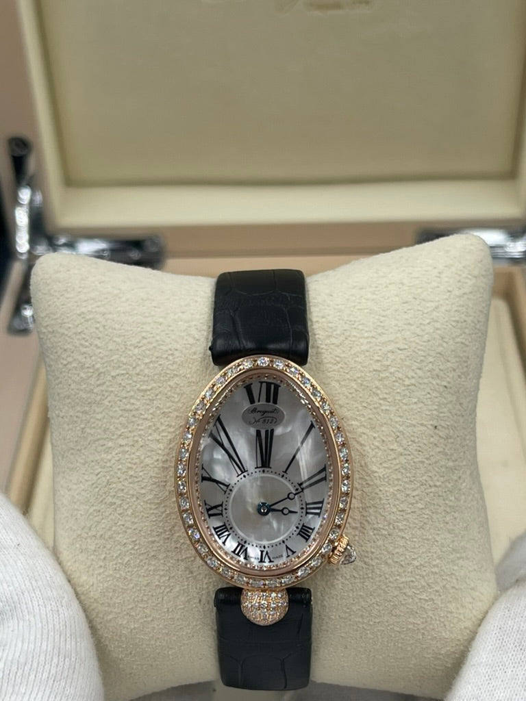 Pre-owned Breguet Reine de Naples 8928BR Automatic 18K Rose Gold Diamond Mother of Pearl Dial Women's Watch (2022)