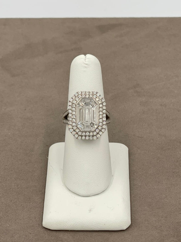 Pre-owned Diamond Necklace, Ring, and Earring Set in 18K White Gold