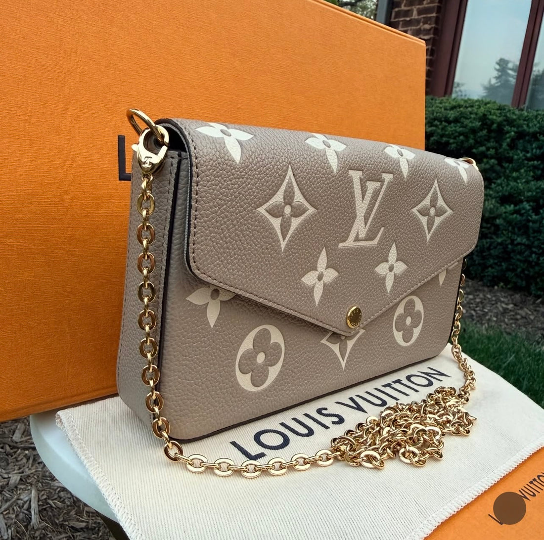 Pre-Owned Louis Vuitton Pochette Félicie Monogram Empreinte – Tourterelle (Turtledove)