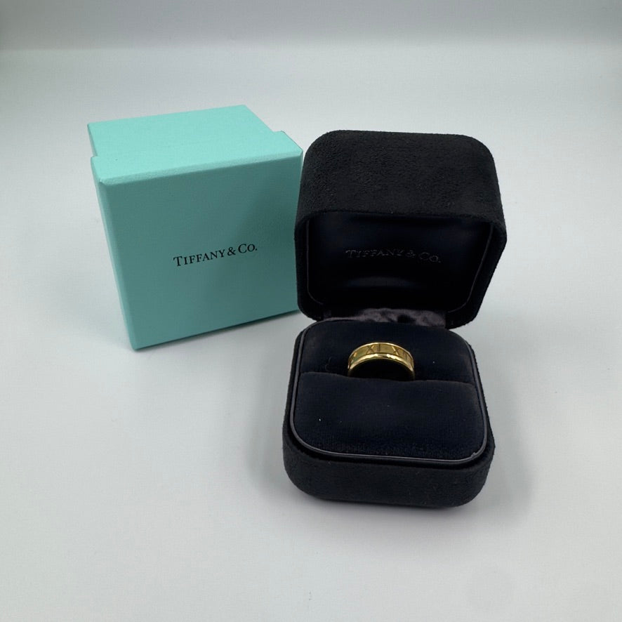 Tiffany & Co 18k Gold Atlas Collection 7mm Band Ring Size 6