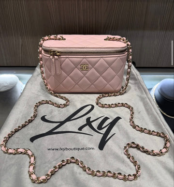 Pre-owned Chanel Small Vanity Case Pink Caviar with Crossbody chain