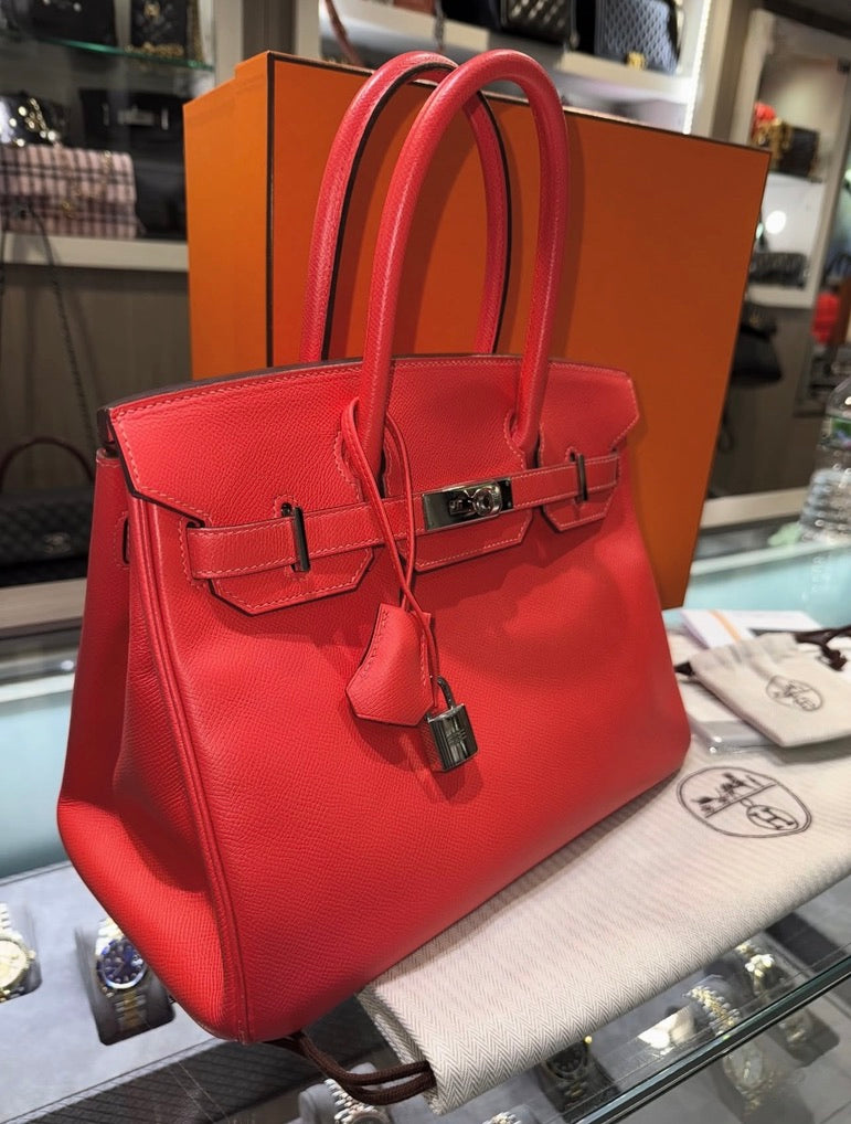 Pre-owned Hermes Birkin 30 Rose Jaipur Epsom Palladium Hardware (2016)
