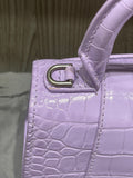 Pre-owned Balenciaga XS Hourglass Croc Light Lilac Purple Crossbody Bag