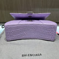 Pre-owned Balenciaga XS Hourglass Croc Light Lilac Purple Crossbody Bag