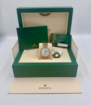 Unworn Rolex 1908 White Dial Yellow Gold Settimo Bracelet  ref.52508 Box & Papers 2025