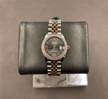 Pre-owned Rolex Ladies-Datejust 31mm ref.278381RBR Factory Slate Roman Diamond on VI Dial Factory Diamond Dial on Jubilee w/Box & Card (2021)