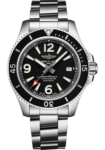 Breitling Superocean Automatic 42 Watch - Steel - Black Dial - Steel Bracelet - A17366021B1A1