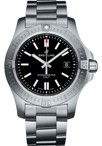 Breitling Chronomat Colt Automatic 44 Watch - Steel Case - Volcano Black Dial - Steel Pilot Bracelet - A17388101B1A1