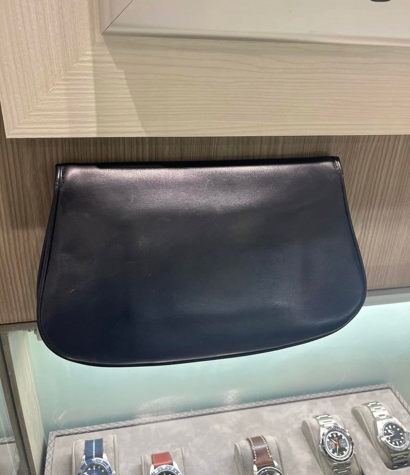 Pre-owned Vintage Gucci Midnight Navy Blue Leather Blondie Clutch