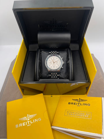 Pre-owned Breitling Montbrillant Légende Automatic Chronograph White Dial Stainless Steel Men's Watch Ref. A23340