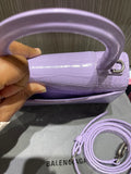 Pre-owned Balenciaga XS Hourglass Croc Light Lilac Purple Crossbody Bag