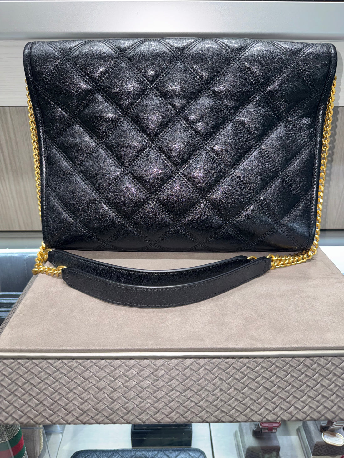 Pre-owned Saint Laurent Becky Medium Quilted Black Calfskin