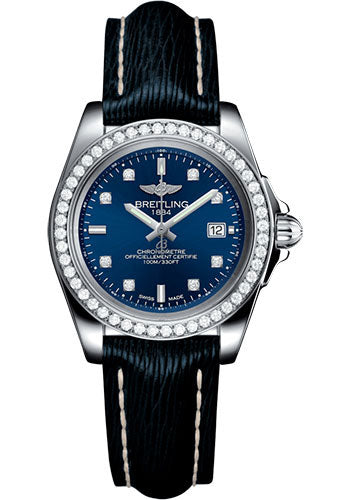 Breitling Galactic 32 Sleek Watch - Steel - Horizon Blue Diamond Dial - Blue Sahara Strap - Tang Buckle - A7133053/C966/210X/A14BA.1