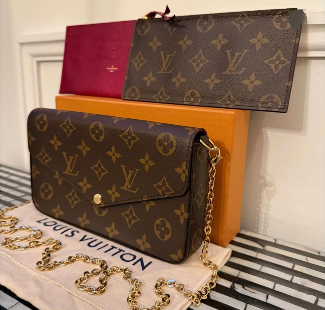 Pre-owned Louis Vuitton Pochette Félicie in Monogram Canvas with Fuchsia Interior