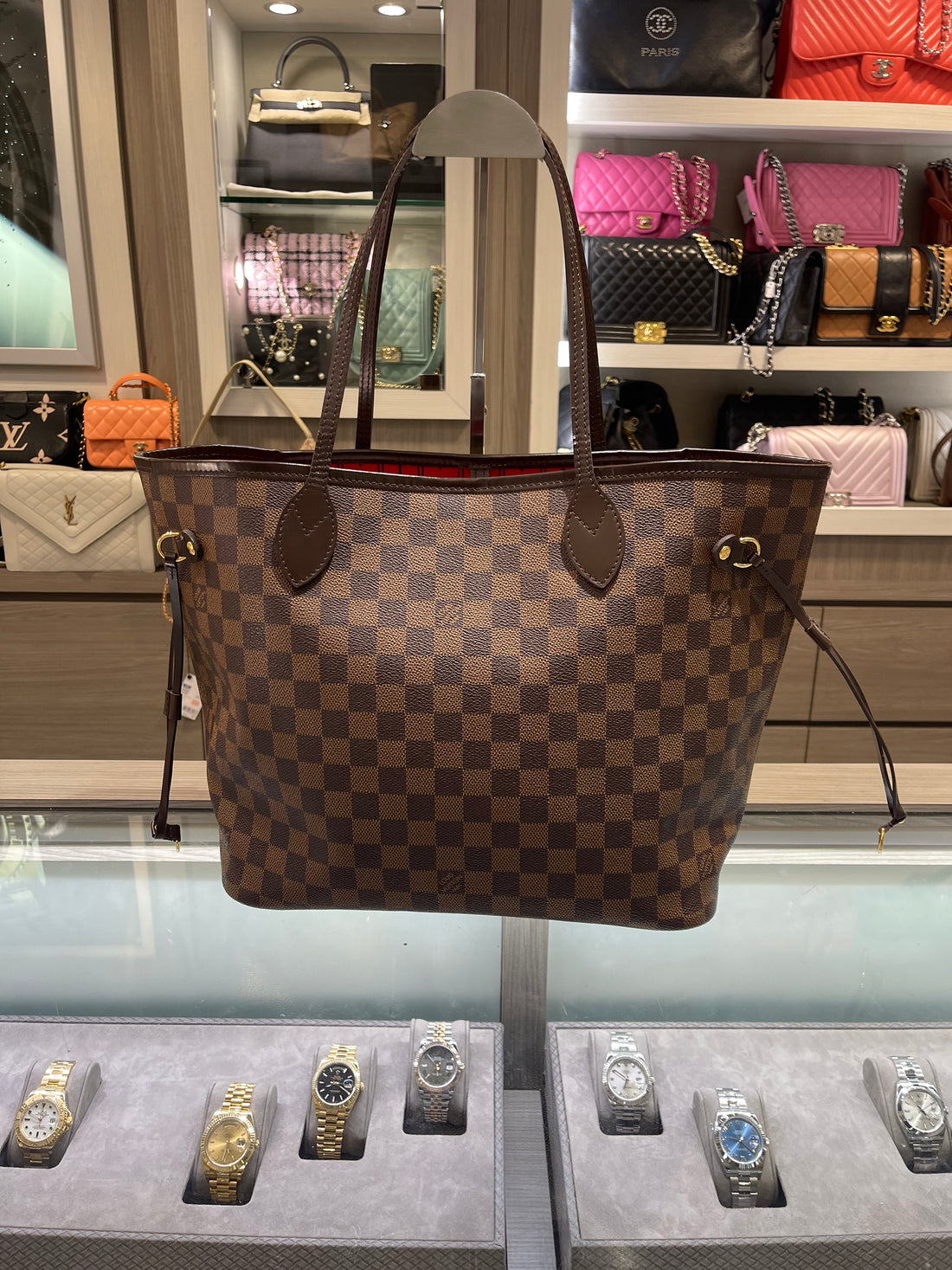 Pre-owned Louis Vuitton Neverfull MM Damier Ebene SP0142 (2012)