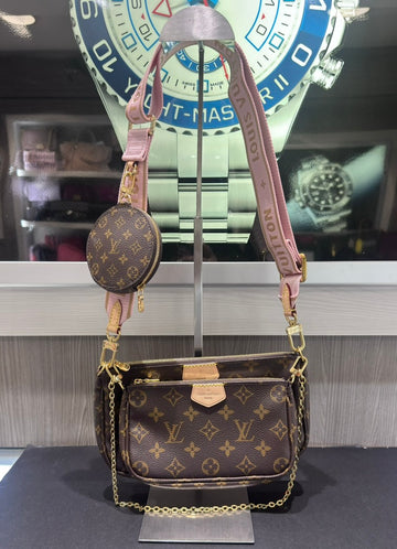 Pre-owned Louis Vuitton Multi Pochette Accessoires w/Light Pink Canvas Strap