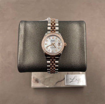 Unworn Rolex Ladies-Datejust 26mm ref.279381RBR Factory MOP Diamond Dial Factory Diamond Bezel on Jubilee w/Box & Card (2024)