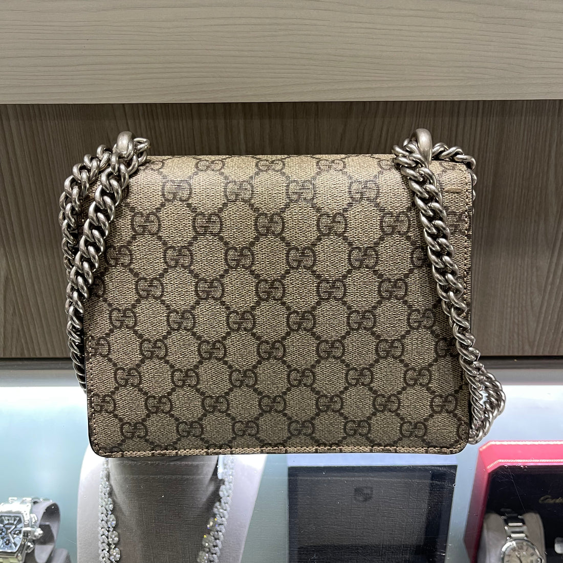 Pre-Owned Gucci Mini Dionysus Shoulder Bag GG Supreme Canvas