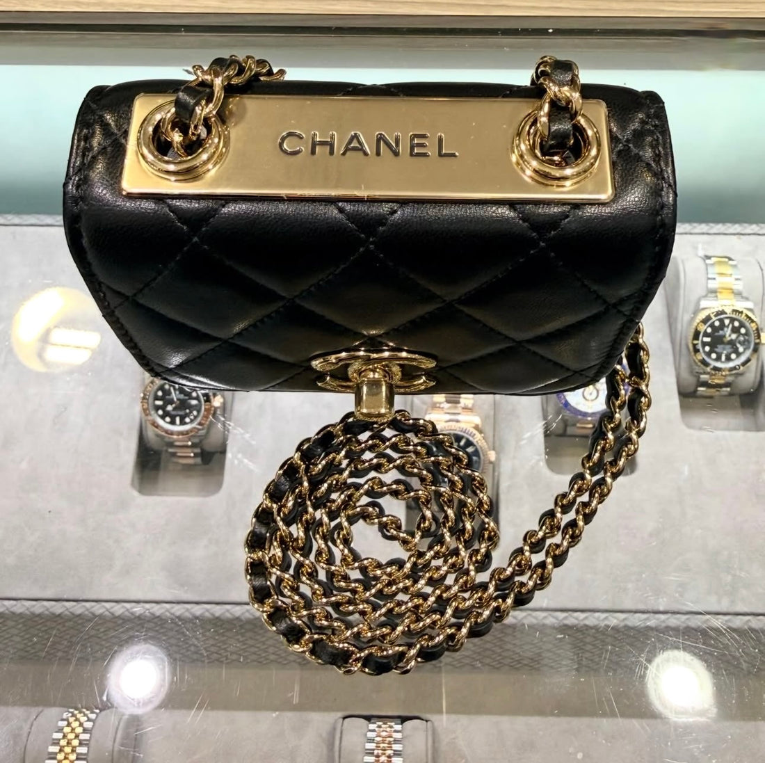 Pre-owned Chanel Trendy CC Mini Crossbody Bag in Black Lambskin (2019)