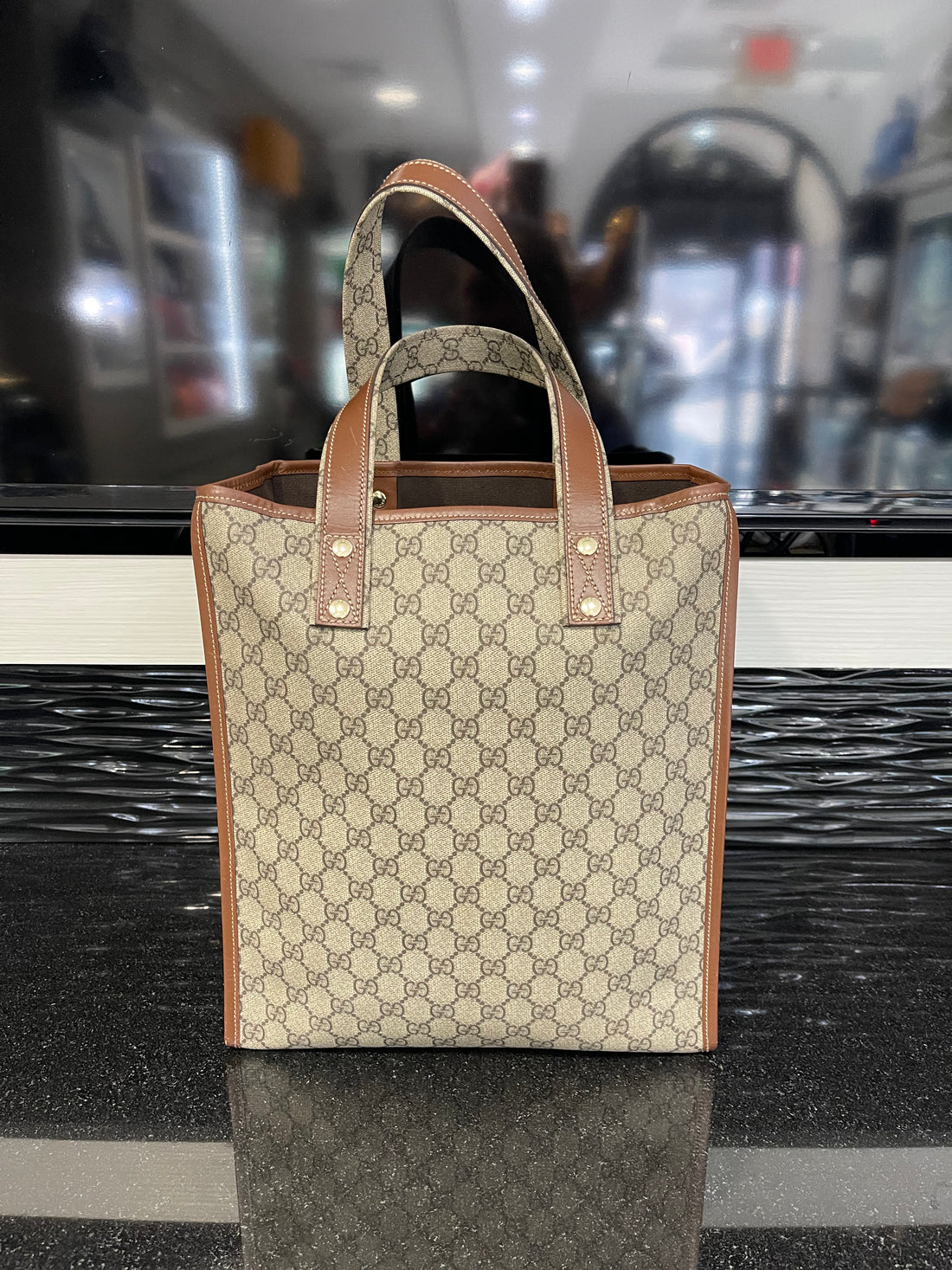 Pre-owned Gucci GG Supreme Web Tall Tote Bag