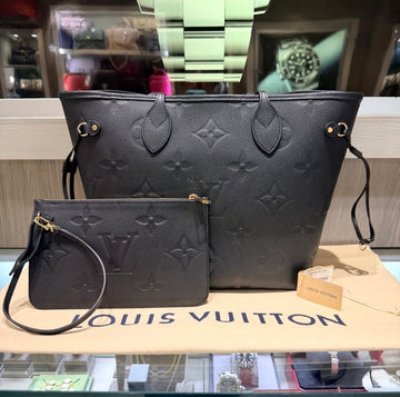Unworn Louis Vuitton Neverfull MM Monogram Empreinte Giant Noir Tote