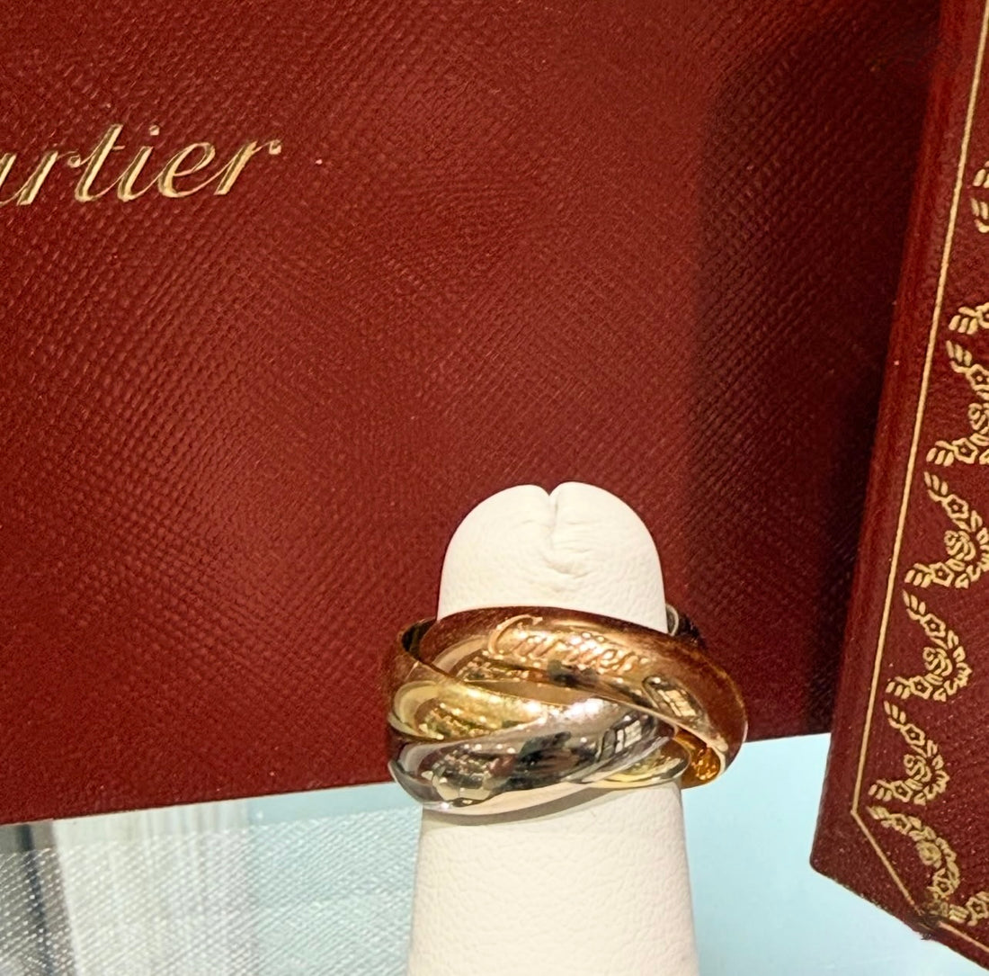 Pre-owned Cartier Large Model Trinity Ring 18kt Tri-Color Gold Size 52/US 6 (2016)