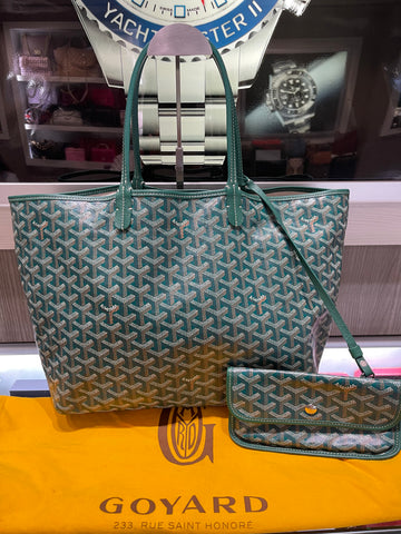 Pre-owned Goyard Green St. Louis Tote MM with Wristlet (2023)