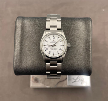 Pre-owned Vintage Rolex Ladies Oyster Perpetual 31mm Ref. 6548 Factory White Roman Dial Smooth Bezel on Oyster w/Box