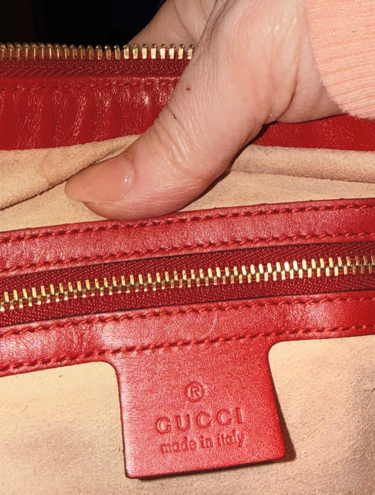 Pre-owned Gucci GG Apollo Shoulder Bag in Red Leather