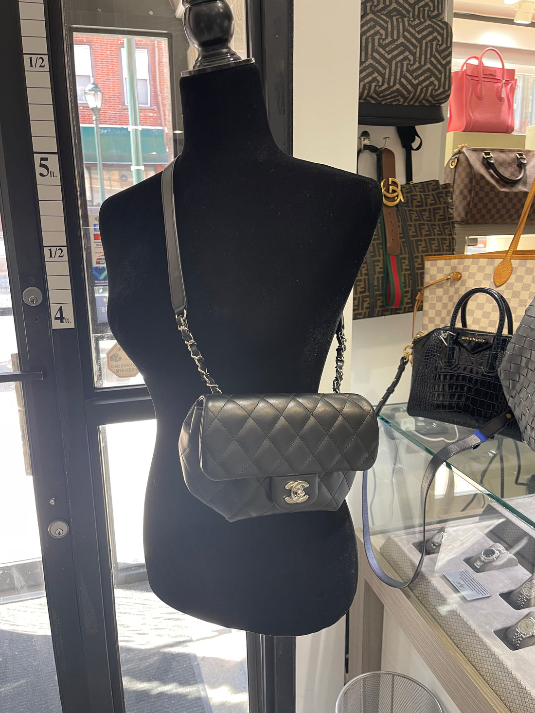 Unworn Chanel Uniform Black Calfskin Bum Bag SHW (2022)