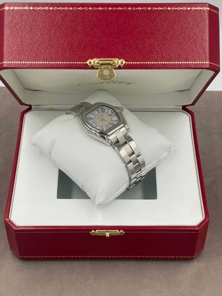 Pre-owned Cartier Ladies Roadster Ref. W62053V3 Stainless Steel, Blue & White Dial, Quartz