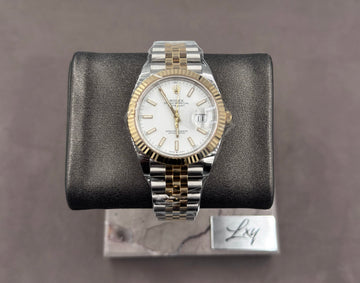 Unworn Rolex Men's Datejust 41mm ref.126333 White Index Dial Fluted Bezel on Jubilee w/Box & Card