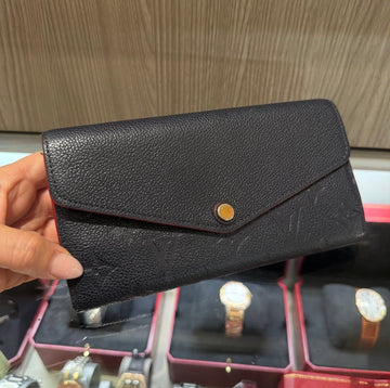 Pre-owned Louis Vuitton Sarah Wallet Blue Marine Navy Empreinte CA4169 (2019)
