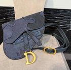 Pre-owned Christian Dior Canvas Embroidered Camouflage Saddle Belt Bag Blue (2019)