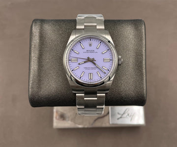 Unworn Rolex Men's 41mm Oyster Perpetual ref.134300 Lavender Dial Smooth Bezel on Oyster w/Box & Card