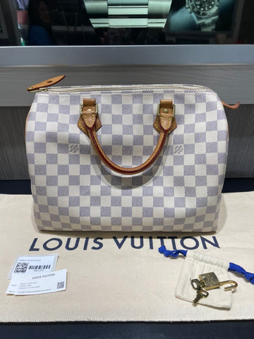 Pre-owned Louis Vuitton Speedy 30 Damier Azur (Microchip) 2022