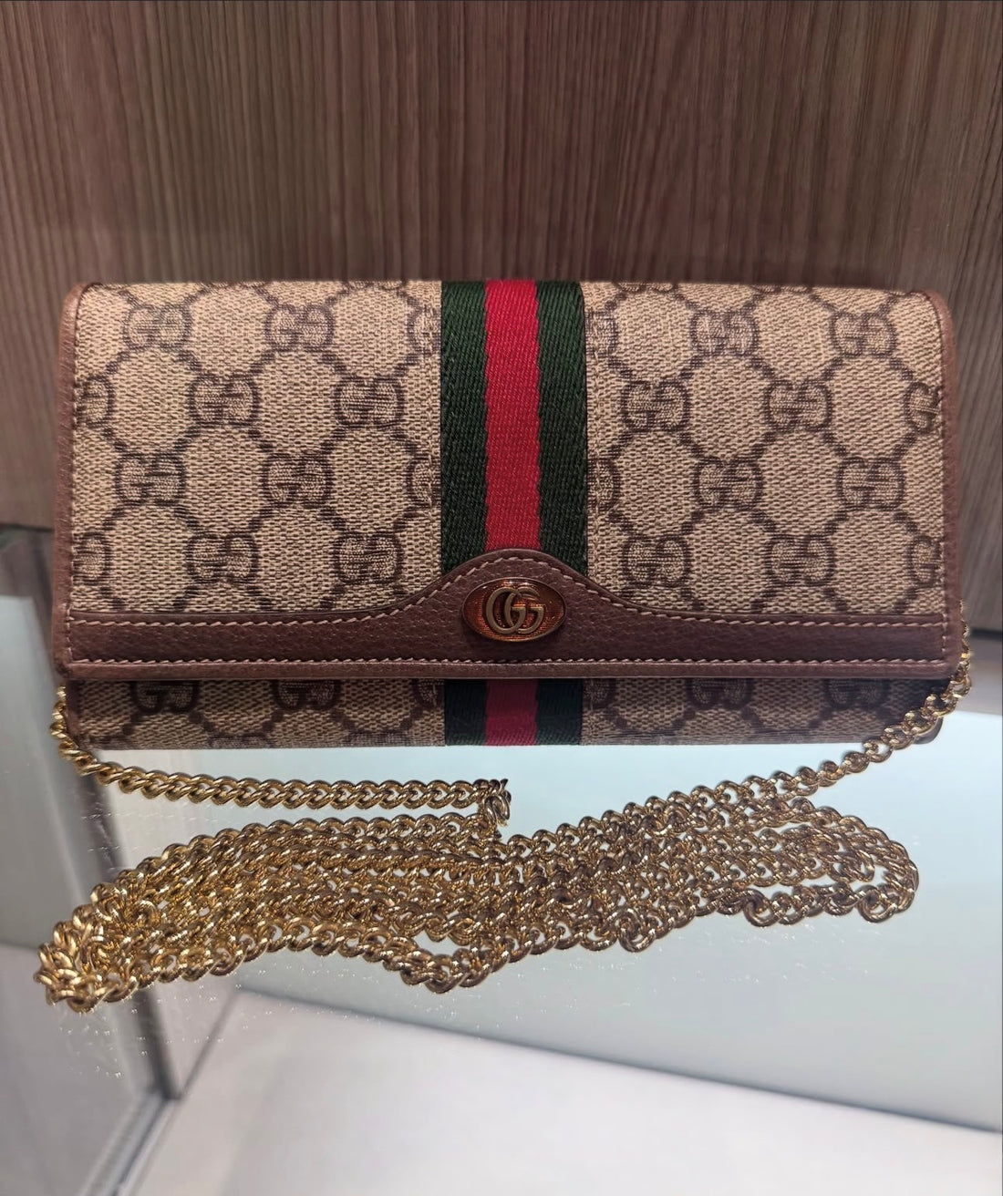 Pre-Owned Gucci Ophidia GG Supreme Continental Wallet on Chain
