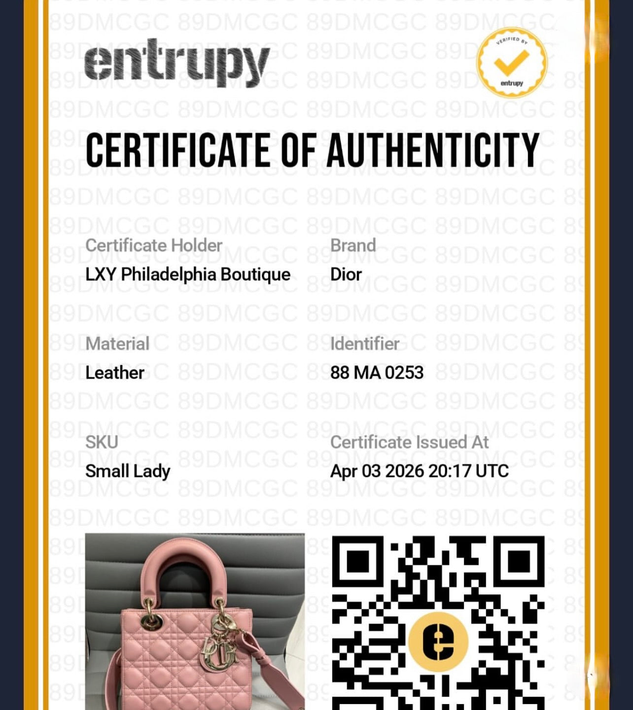 Pre-owned Christian Dior Small Lady Dior My ABCDior Bag in Mauve Cannage Lambskin (2023)