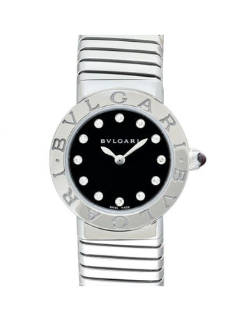 Bvlgari Quartz Black Dial Stainless Steel Ladies Watch