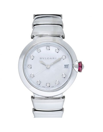 Bvlgari LVCEA Automatic White Mother of Pearl Diamond Dial Stainless Steel Ladies Watch