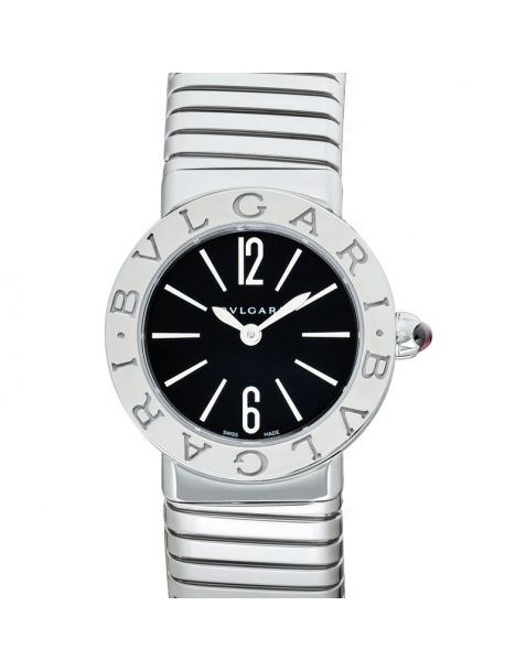 Bvlgari Quartz Black Dial Stainless Steel Ladies Watch