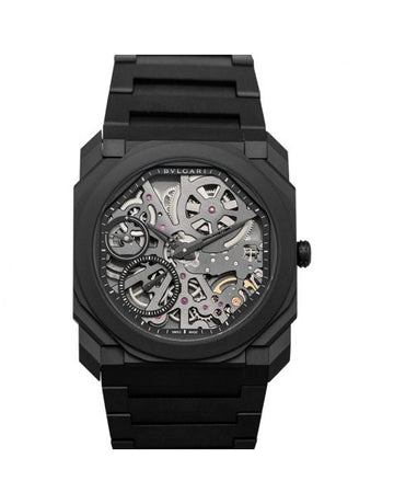 Bvlgari Octo Finissimo Extra Thin Manual-winding Skeleton Dial Black Ceramic Men's Watch